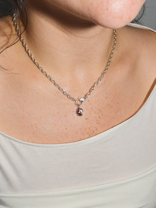 First Love Morganite Oval Cut Charm in White 14k Gold