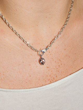 First Love Morganite Oval Cut Charm in White 14k Gold