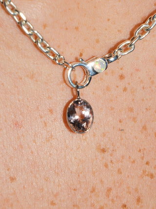 First Love Morganite Oval Cut Charm in White 14k Gold