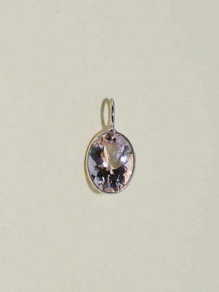 First Love Morganite Oval Cut Charm in White 14k Gold