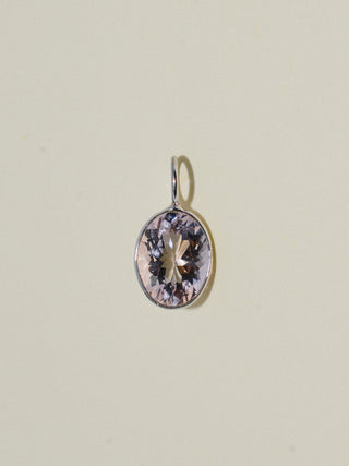 First Love Morganite Oval Cut Charm in White 14k Gold