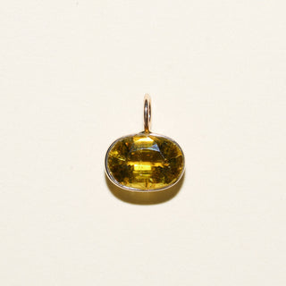 Sour Yellow Tourmaline Oval Cut Charm in 14k Yellow Gold