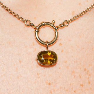 Sour Yellow Tourmaline Oval Cut Charm in 14k Yellow Gold