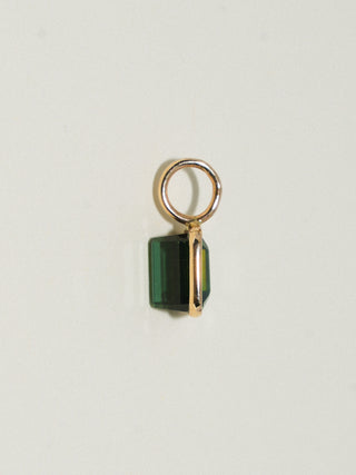 FORE Green Tourmaline Emerald Cut Charm in Yellow 14k Gold