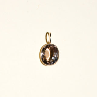 Mauve Tourmaline Oval Cut Charm in Yellow 14k Gold