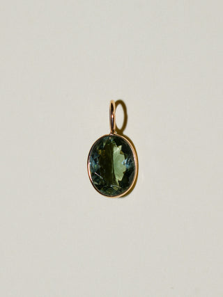 Parakeet Green Tourmaline Oval Cut Charm in Yellow 14k Gold