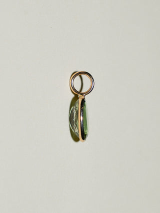 Parakeet Green Tourmaline Oval Cut Charm in Yellow 14k Gold