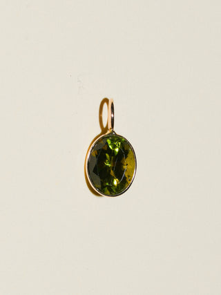 Terrain Green Tourmaline Oval Cut Charm in Yellow 14k Gold