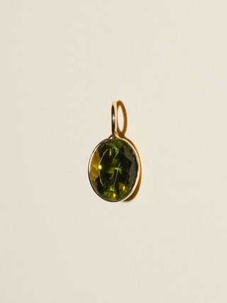 Terrain Green Tourmaline Oval Cut Charm in Yellow 14k Gold