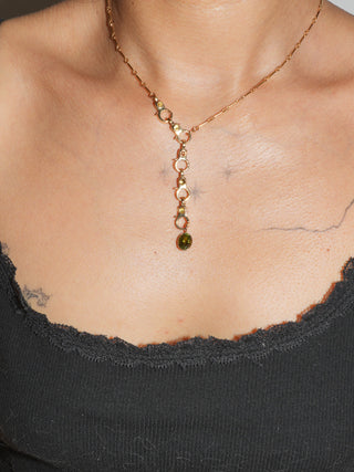 Terrain Green Tourmaline Oval Cut Charm in Yellow 14k Gold