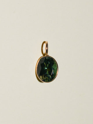 CrocySwamp Green Tourmaline Oval Cut Charm in Yellow 14k Gold