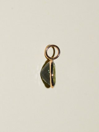 CrocySwamp Green Tourmaline Oval Cut Charm in Yellow 14k Gold