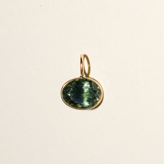 Grass Green Tourmaline Cushion Cut Charm in 14k Yellow Gold