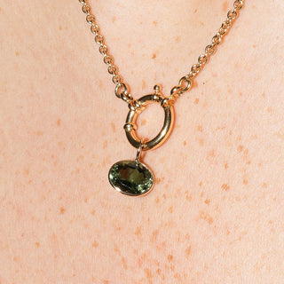 Grass Green Tourmaline Cushion Cut Charm in 14k Yellow Gold