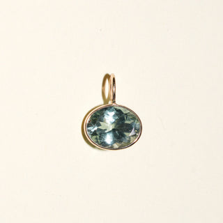 Eucalyptus Green Tourmaline Cushion Cut Charm 2 in 14k Yellow Gold