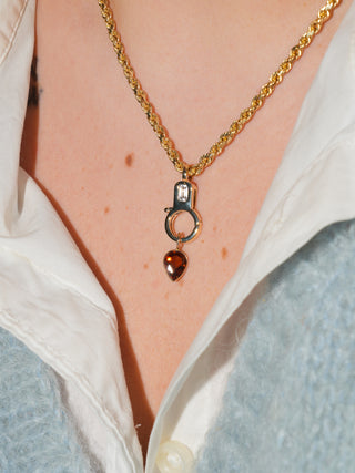 Karinna Pink Tourmaline East West Oval Cut Charm in Yellow 14k Gold