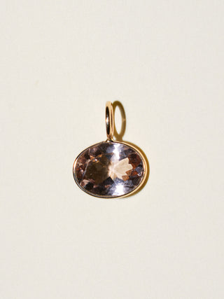 Romantic Pink Tourmaline East West Oval Cut Charm in Yellow 14k Gold