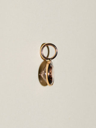 Romantic Pink Tourmaline East West Oval Cut Charm in Yellow 14k Gold