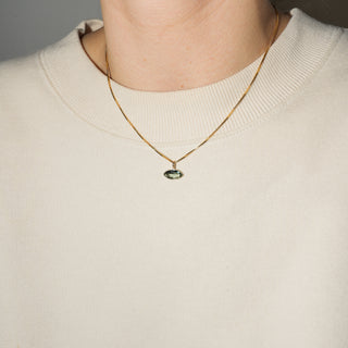 Hushed Green Tourmaline East to West Marquise Cut Charm in Yellow 14k Gold