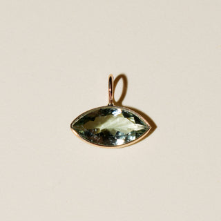 Hushed Green Tourmaline East to West Marquise Cut Charm in Yellow 14k Gold