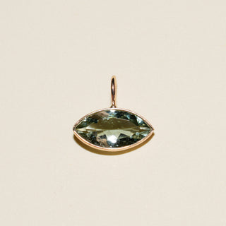 Hushed Green Tourmaline East to West Marquise Cut Charm in Yellow 14k Gold