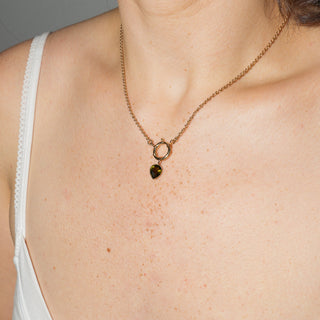 Avocado Green Tourmaline Pear Cut Charm in 14k Yellow Gold