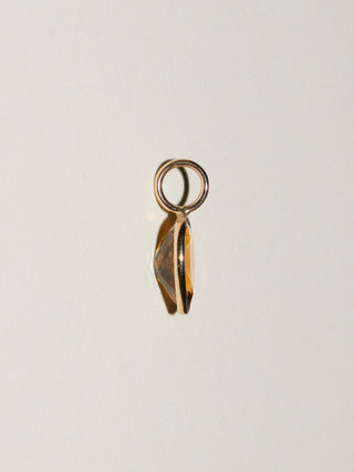 Clementine Orange Tourmaline Inverted Pear Cut Charm in Yellow 14k Gold