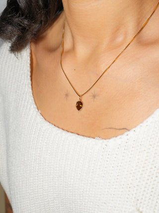 Clementine Orange Tourmaline Inverted Pear Cut Charm in Yellow 14k Gold