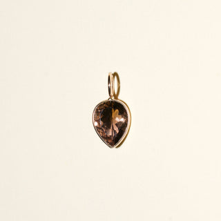 Stormy Bi-Color Tourmaline Inverted Pear Cut Charm in Yellow 14k Gold