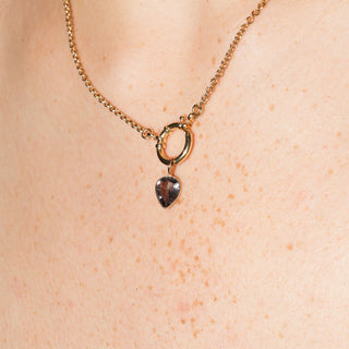 Faded Denim Blue Tourmaline Inverted Pear Cut Charm in Yellow 14k Gold