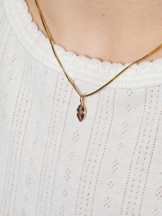 Feather Pink Tourmaline Marquise Cut Charm in Yellow 14k Gold