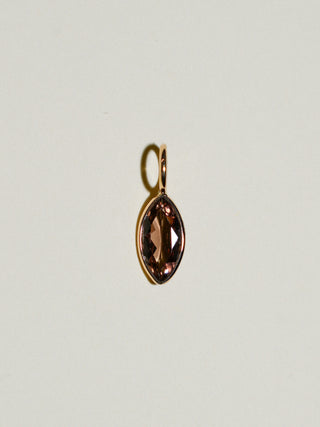 Feather Pink Tourmaline Marquise Cut Charm in Yellow 14k Gold