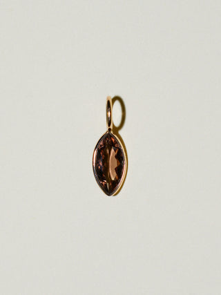 Feather Pink Tourmaline Marquise Cut Charm in Yellow 14k Gold