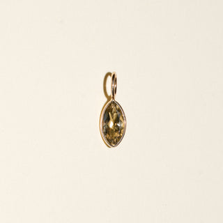 Olive Green Tourmaline Marquise Cut Charm in 14k Yellow Gold