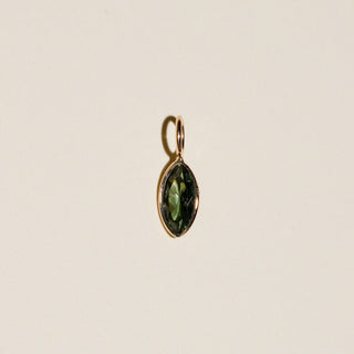 Meadow Green Tourmaline Marquise Cut Charm in Yellow 14k Gold