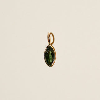 Meadow Green Tourmaline Marquise Cut Charm in Yellow 14k Gold