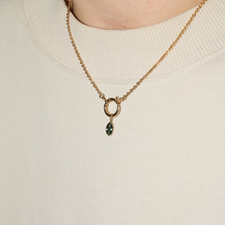 Meadow Green Tourmaline Marquise Cut Charm in Yellow 14k Gold