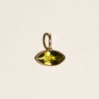 Avocado Green Tourmaline Marquise Cut Charm in 14k Yellow Gold