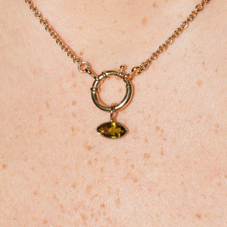 Avocado Green Tourmaline Marquise Cut Charm in 14k Yellow Gold