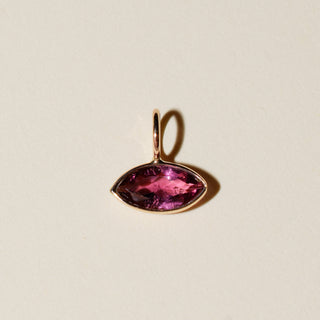 Fiji Flower Pink Tourmaline East West Marquise Cut Charm in Yellow 14k Gold