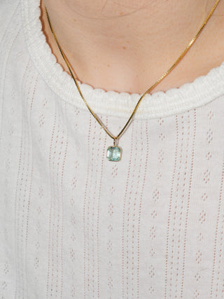 Cool as a Cucumber Emerald Cushion Cut Charm in Yellow 14k Gold