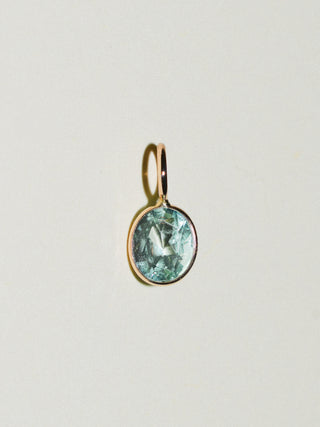 Mono Emerald Oval Cut Charm in Yellow 14k Gold