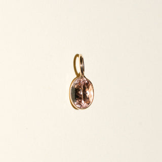 Apricot Tourmaline Oval Cut Charm in Yellow 14k Gold