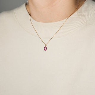 Bonbon Pink Tourmaline Oval Cut Charm in Yellow 14k Gold