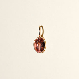 Morning Glory Pink Tourmaline Oval Cut Charm in Yellow 14k Gold