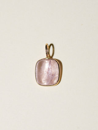 Beau Morganite Cushion Cabochon Charm in Yellow 14k Gold