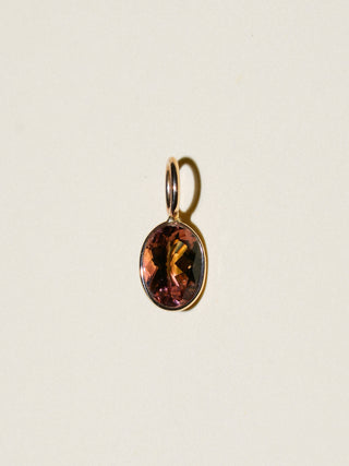 Rose Pink Tourmaline Oval Cut Charm in Yellow 14k Gold