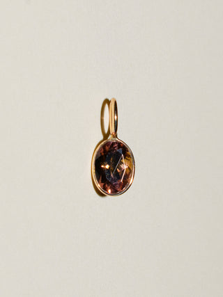 Rose Pink Tourmaline Oval Cut Charm in Yellow 14k Gold