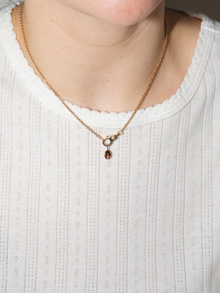 Rose Pink Tourmaline Oval Cut Charm in Yellow 14k Gold