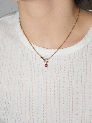 Sentimental Pink Tourmaline Oval Cut Charm in Yellow 14k Gold